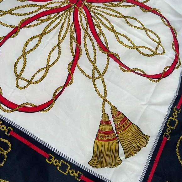 Black, Red, and Gold Tassel Horse Bit Scarf - Picture 3 of 6